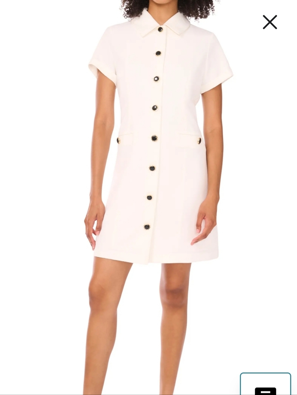 Ted Baker Classic Cream Button-Front Shift Dress, Size XL